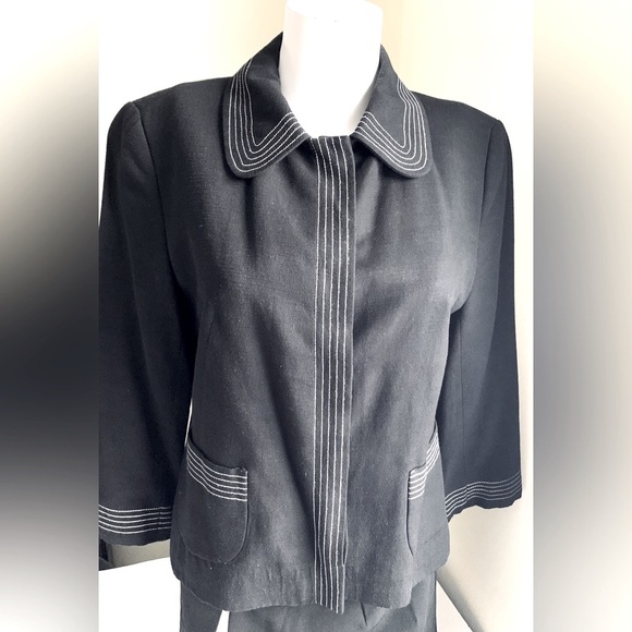 Zara black rayon blend short blazer jacket 3/4 sleeves collar two pockets US 10 - Picture 2 of 15